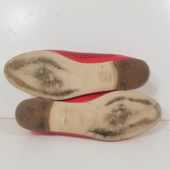 J.Crew Italy A1238 Cleo Women Belvedere Red Loafers Leather Perforated Flats 7 - Picture 8 of 10